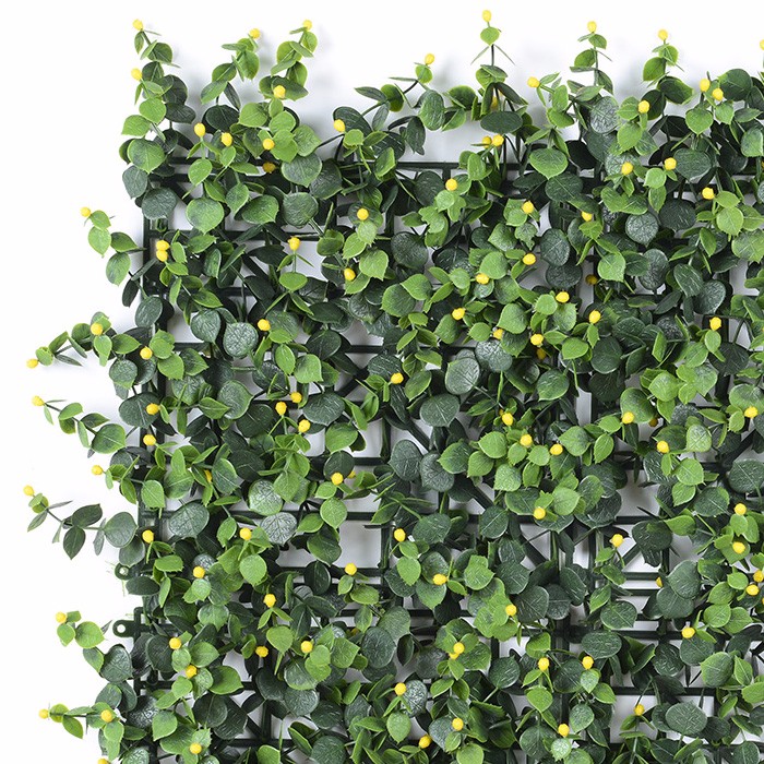 人造绿植墙生产厂家_黄果金丝桃垂直绿化墙装饰批发