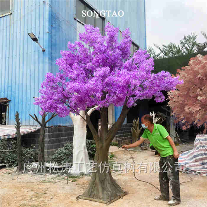 仿真紫色花樹 人造藍楹花樹